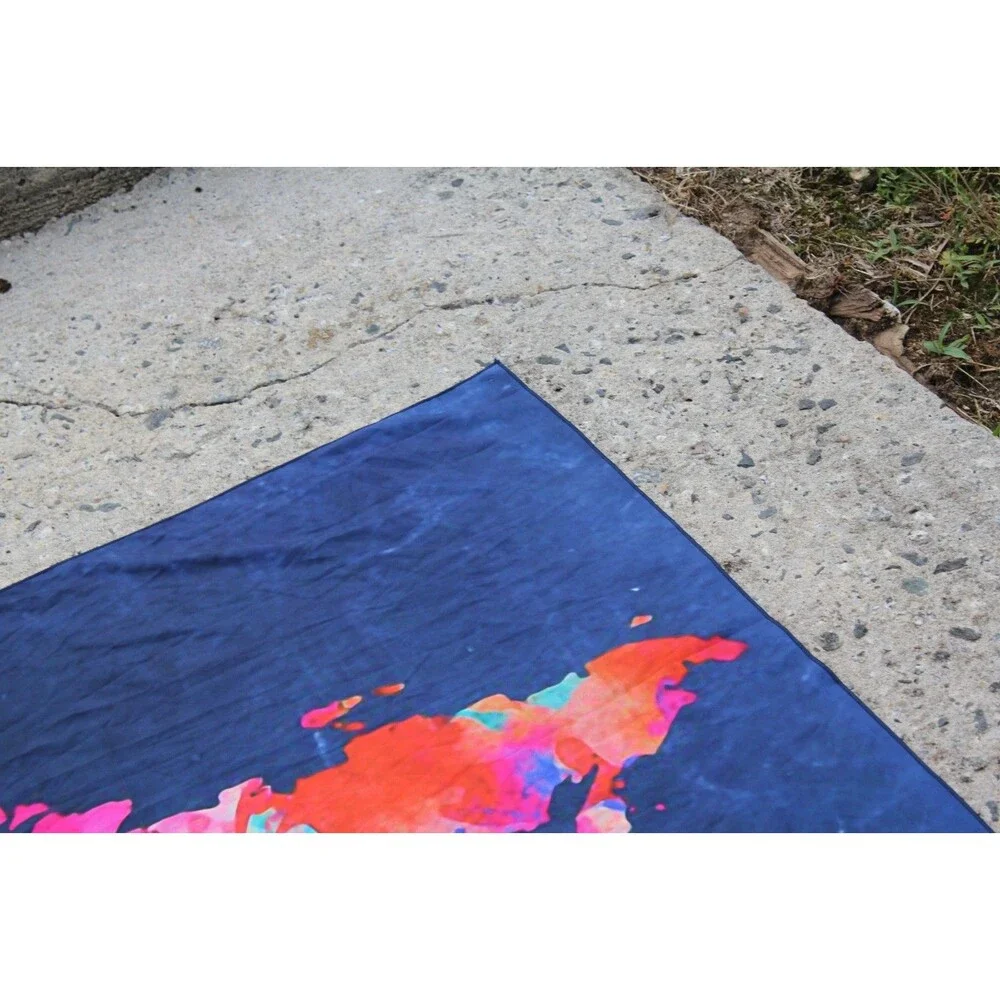 World Map Tapestry Wall Hanging Blue Tyedye Tapestry Home Décor Colorful 56x76